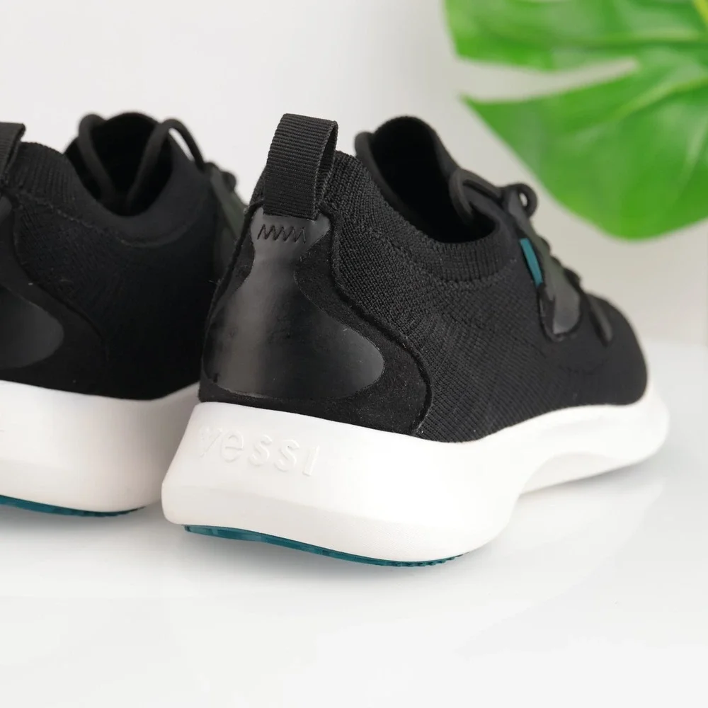 Vessi Womens Everyday Move Sneaker Size 9 Waterproof Black Knit Lace Up Shoe Low